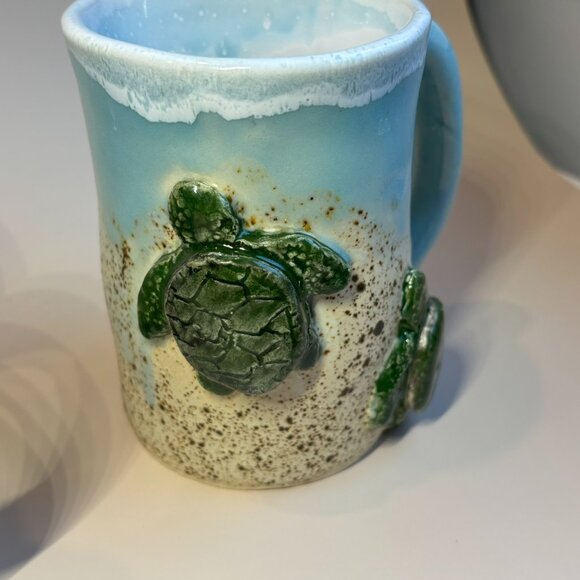 Drip Glaze Pottery Mugs Beach Theme Handmade Mugs Coastal Pottery Beach-Inspired - Picture 6 of 12